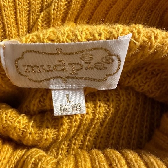 Sweater by mudpie with fringed sleeves.  Mustard color. - Picture 2 of 3